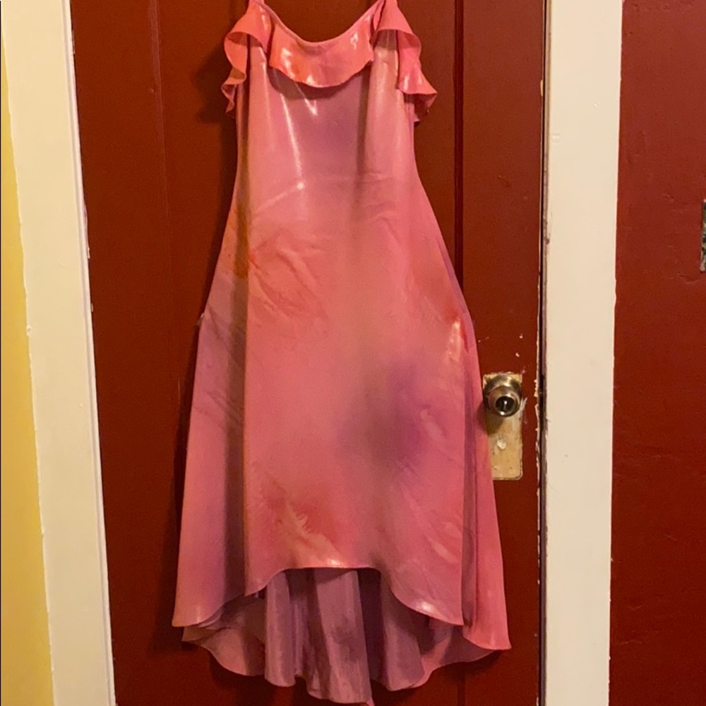 👉VINTAGE Barbie Adrianna Papell Pink Tie-Dye Ruffled Long Dress.